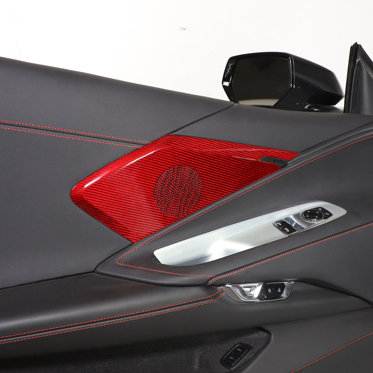 Red Real Carbon Fiber Full Interior Set Decor Trim Kit for Corvette C8 20-25 - Styles 51-55 60