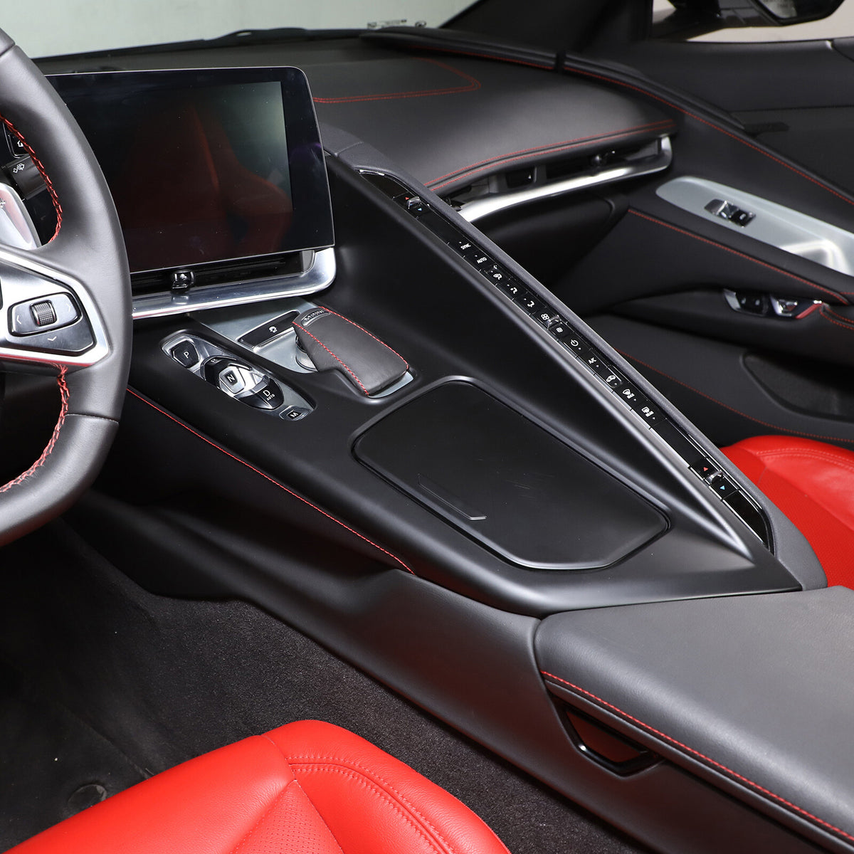 Matte black Center Console Gear Shift Panel Cover Trim For Corvette C8 2020-25 2