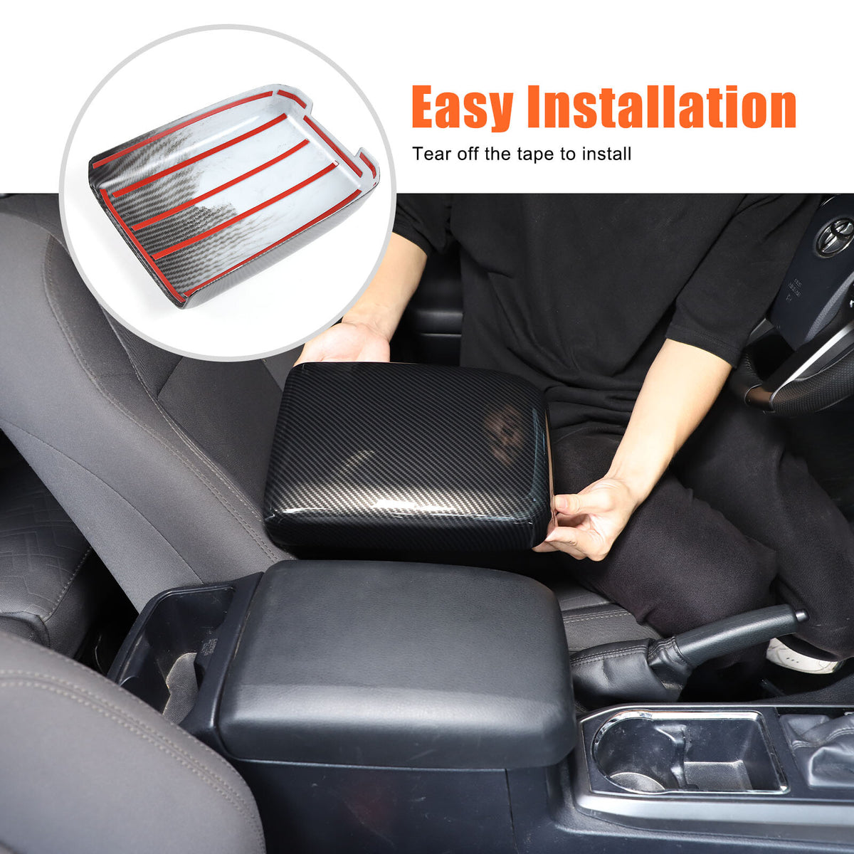 ABS Carbon Fiber Center Console Armrest Box Cover For Toyota Tacoma 2016-23 1