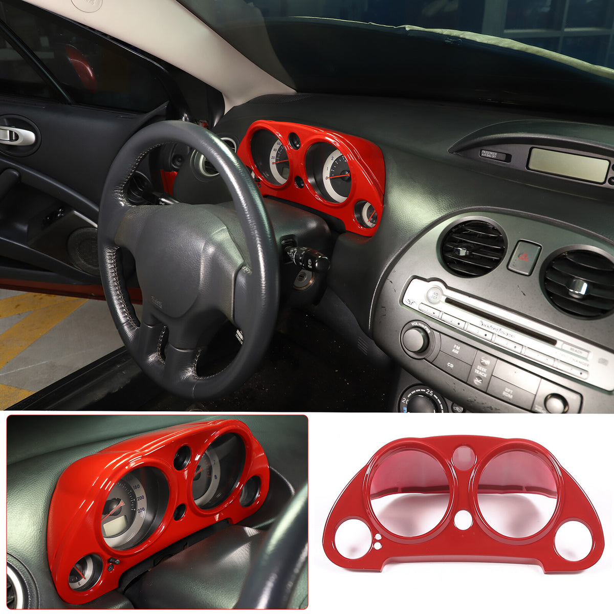 Red ABS Instrument AC Switch & CD Panel Cover Set For Mitsubishi ECLIPSE 2006-11 18