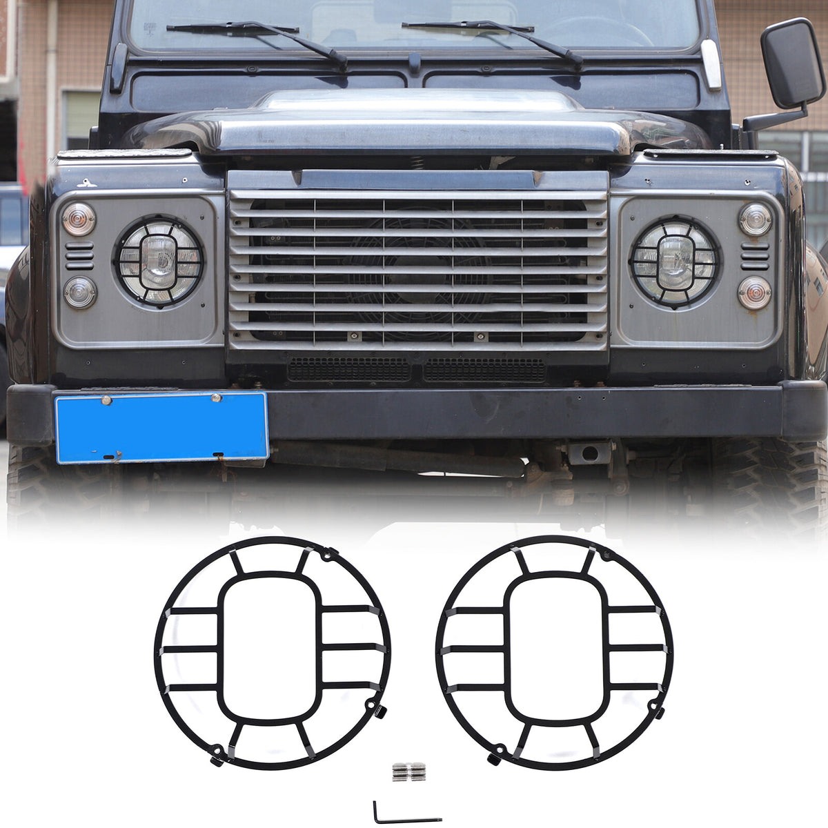 Front Lamp Headlight Cover Guard Net Trim For Land Rover Defender L316 2004-19 11