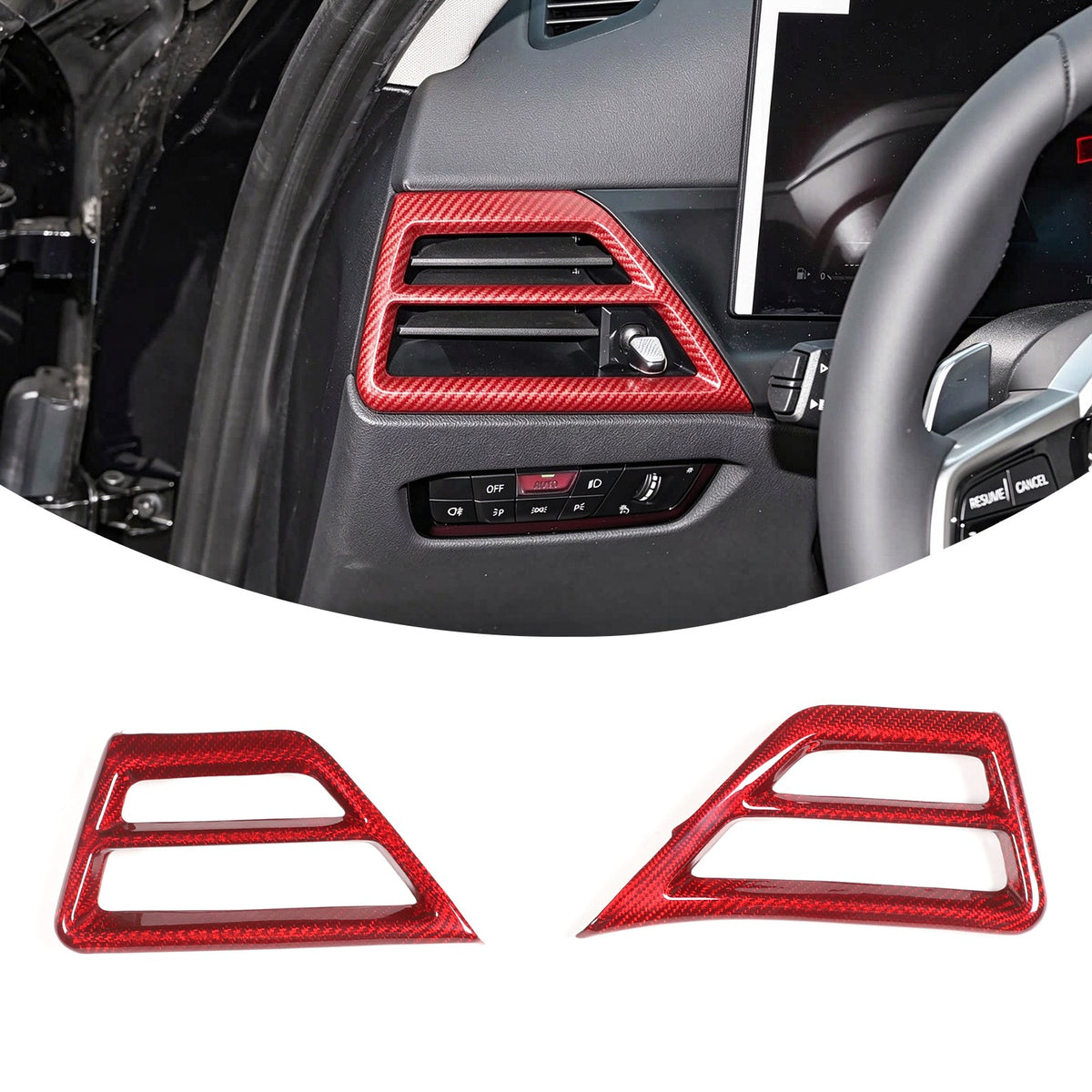 Red Real Carbon Fiber Side Air Vent Trim Cover For BMW 3 Series 2025+ 1