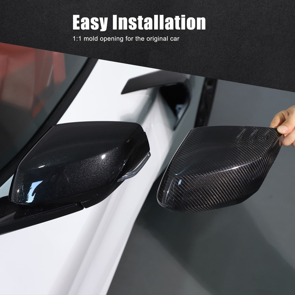 Real Carbon Fiber Side Mirror Air Duct Trim Cover For Corvette C8 2020+ 9