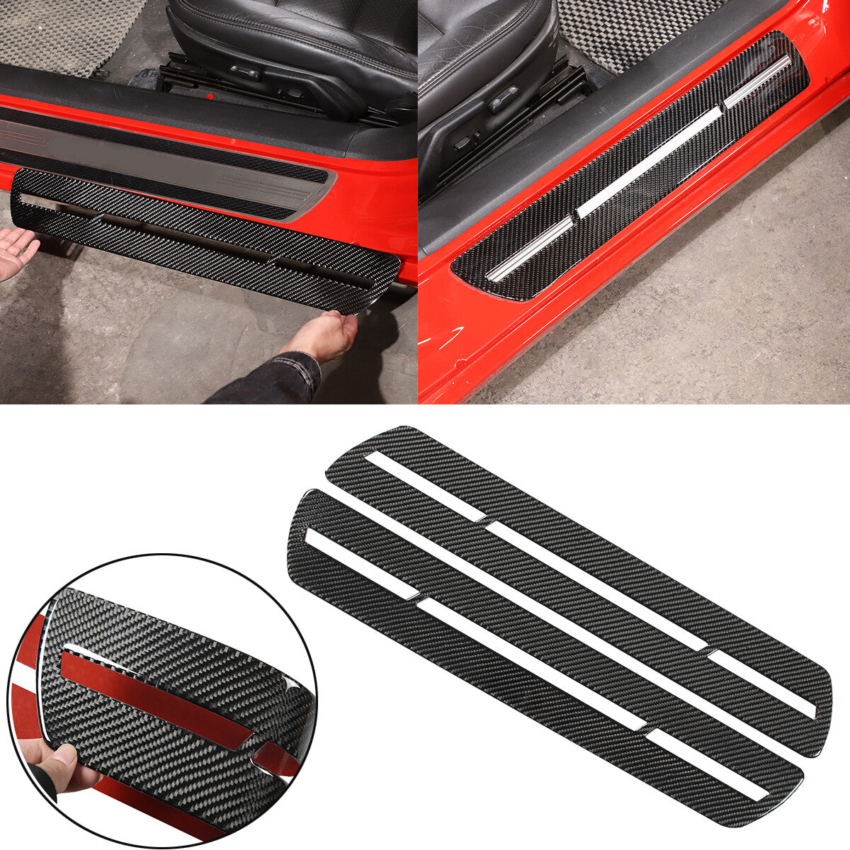 Carbon Fiber Door Sill Pedal Decorative Trim Sticker For Corvette C6 2005-13 US 1