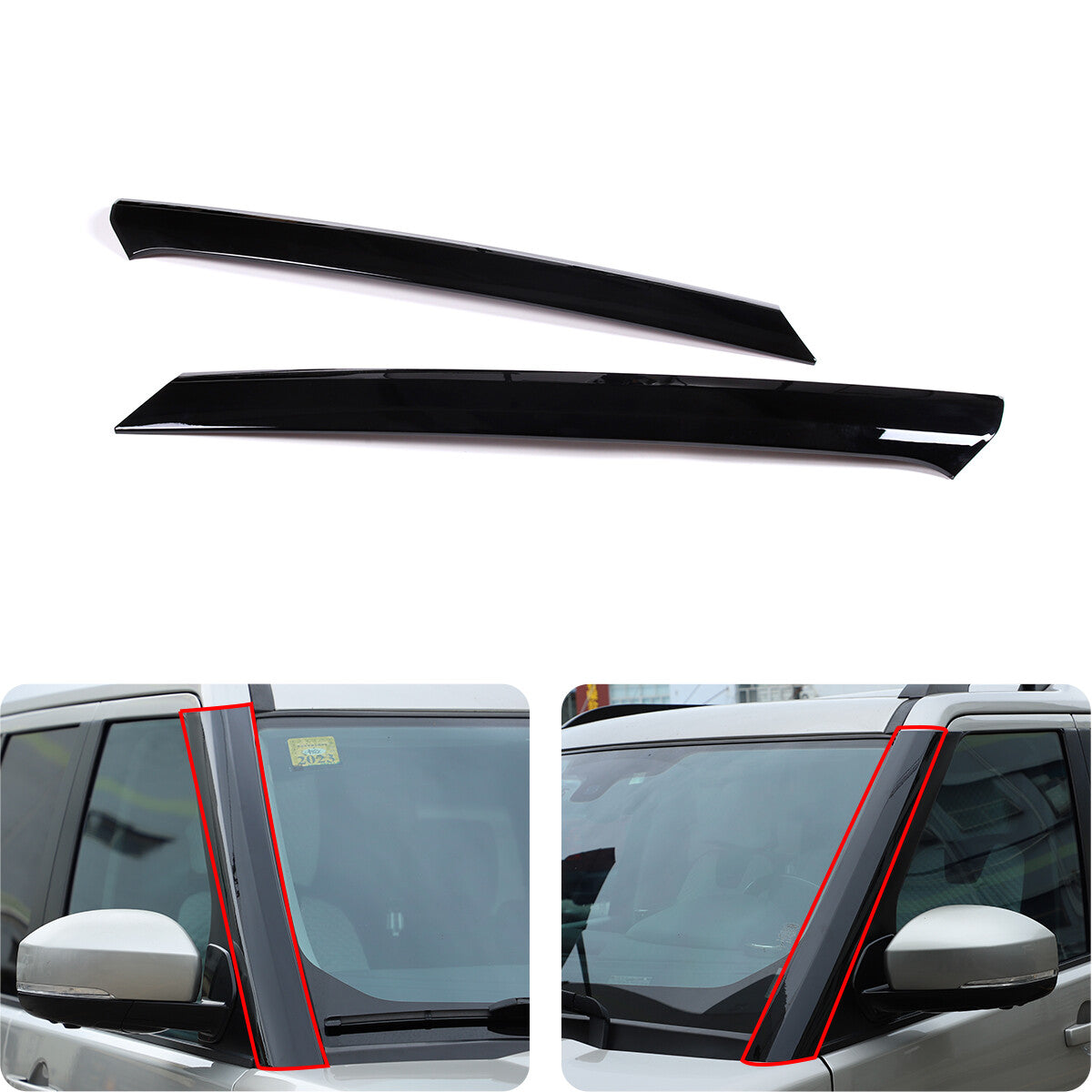 Glossy Black Front Windshield A B Pillar Trim Molding For Land Rover LR4 2010-16 3