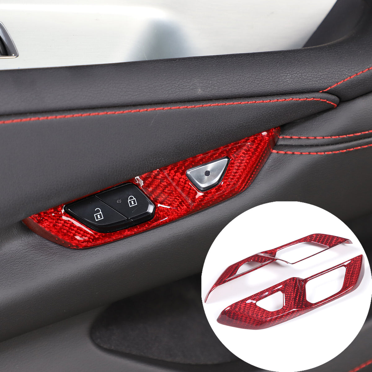 Red Real Carbon Fiber Full Interior Set Decor Trim Kit for Corvette C8 20-25 86