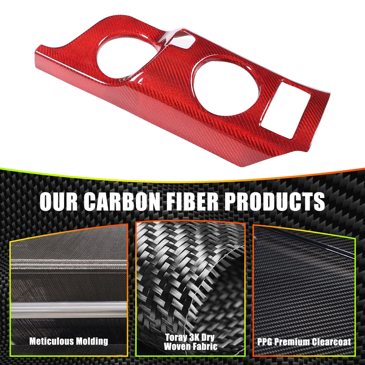 Red Real Carbon Fiber Interior Center Console Trim For Nissan Z 400Z RZ34 2023+ 3