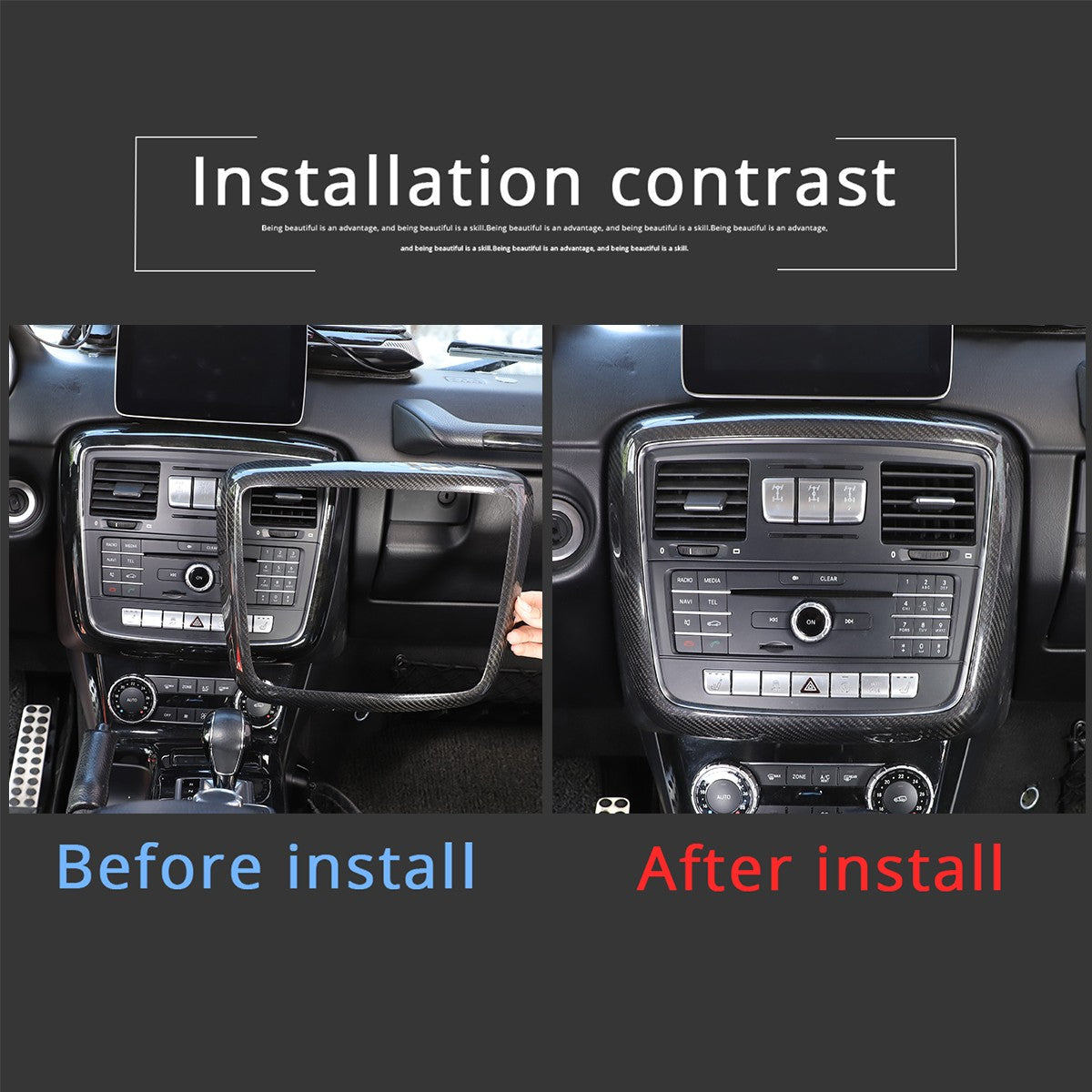 Real Carbon Fiber Center CD Panel Decorative Frame For Benz G-Class 2012-2018 US 8