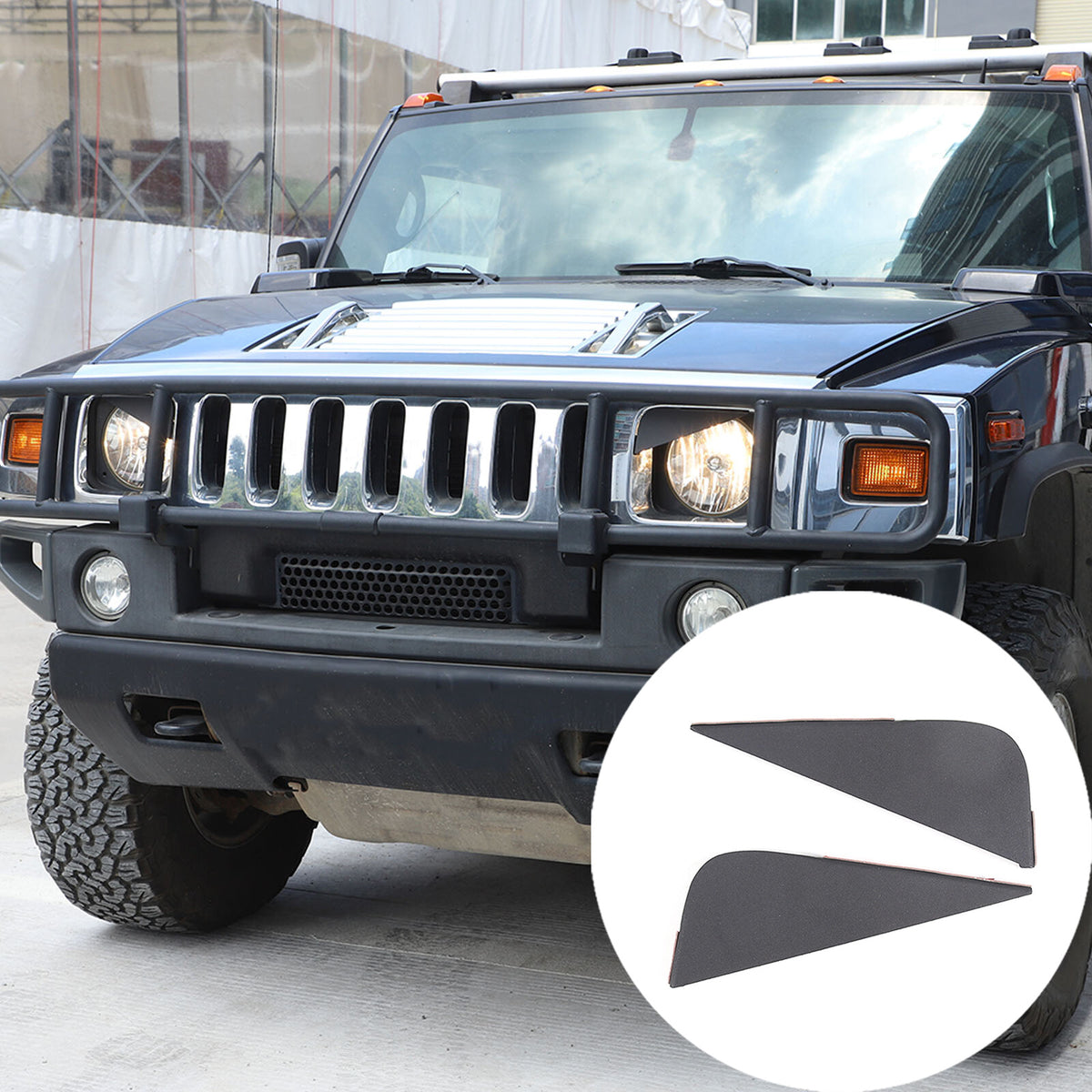 Carbon Steel Angry Eyes Headlight angle Panel Trim For Hummer H2 2003-09 2