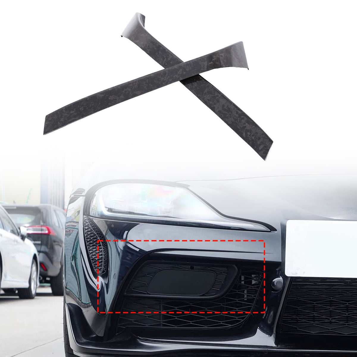 Forged Real Carbon Fiber Front Fog Light Lower Trim For Toyota Supra A90 2019+ 7