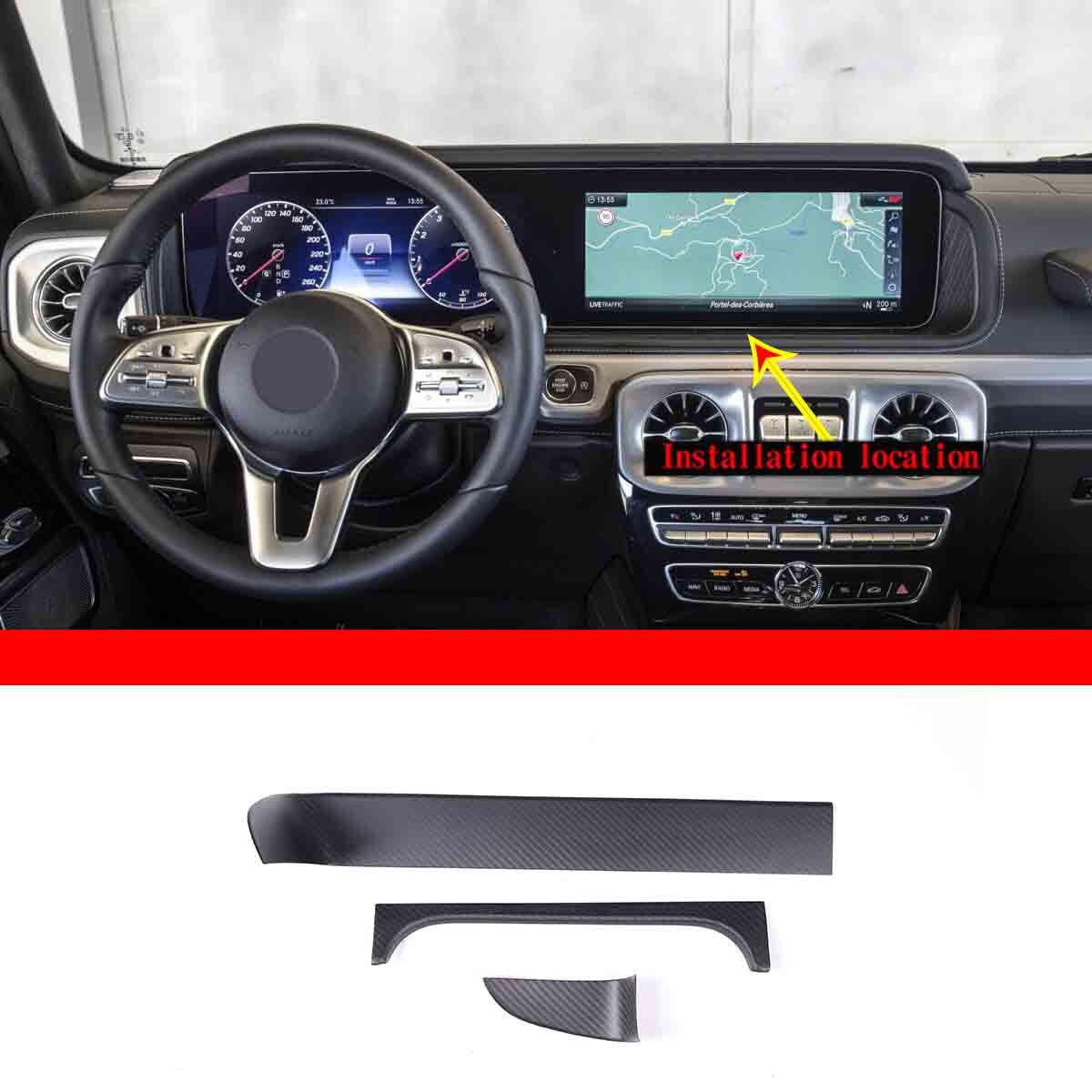 Matte Real Carbon Fiber Display Frame Trim For Mercedes Benz G Class 19-20 8