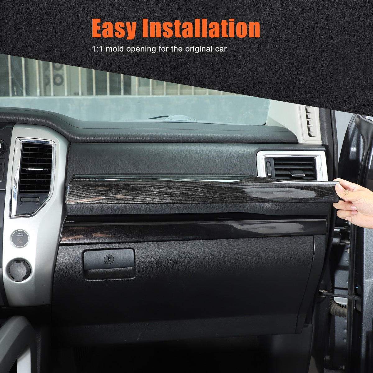 Black Wood Grain ABS Glove Box Upper Trim For Nissan Titan 2016-2023 US 7
