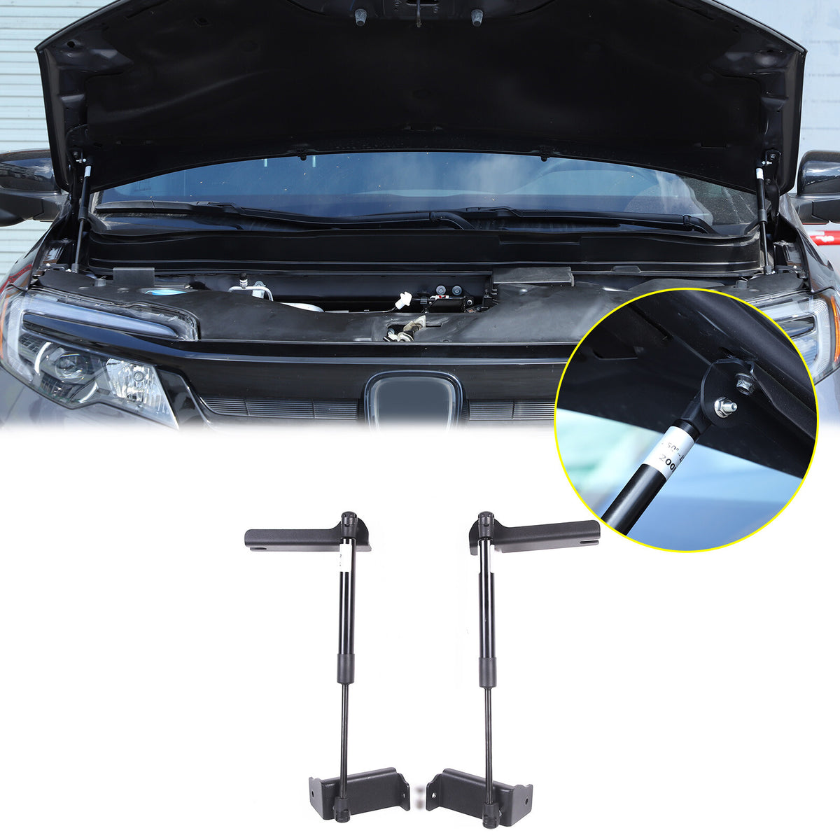 Black Steel Front Hood Lift Support Corner Cover Trim For Honda Pilot 2016-22 US 11