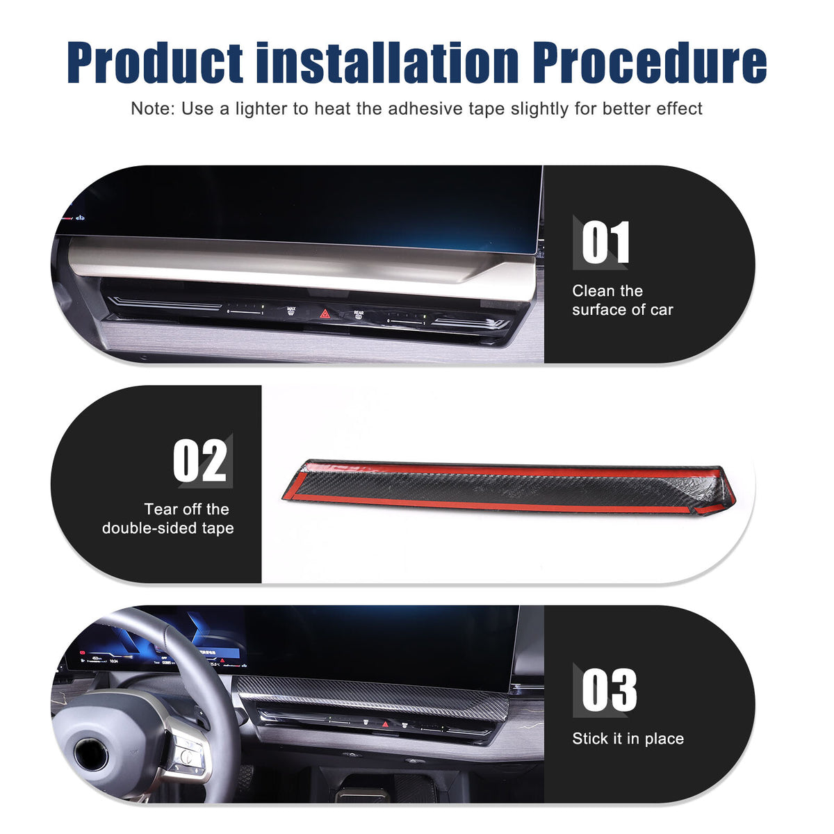 Real Carbon Fiber Navigation Screen Lower trim For BMW 5 Series G60 i5 2024+ 5