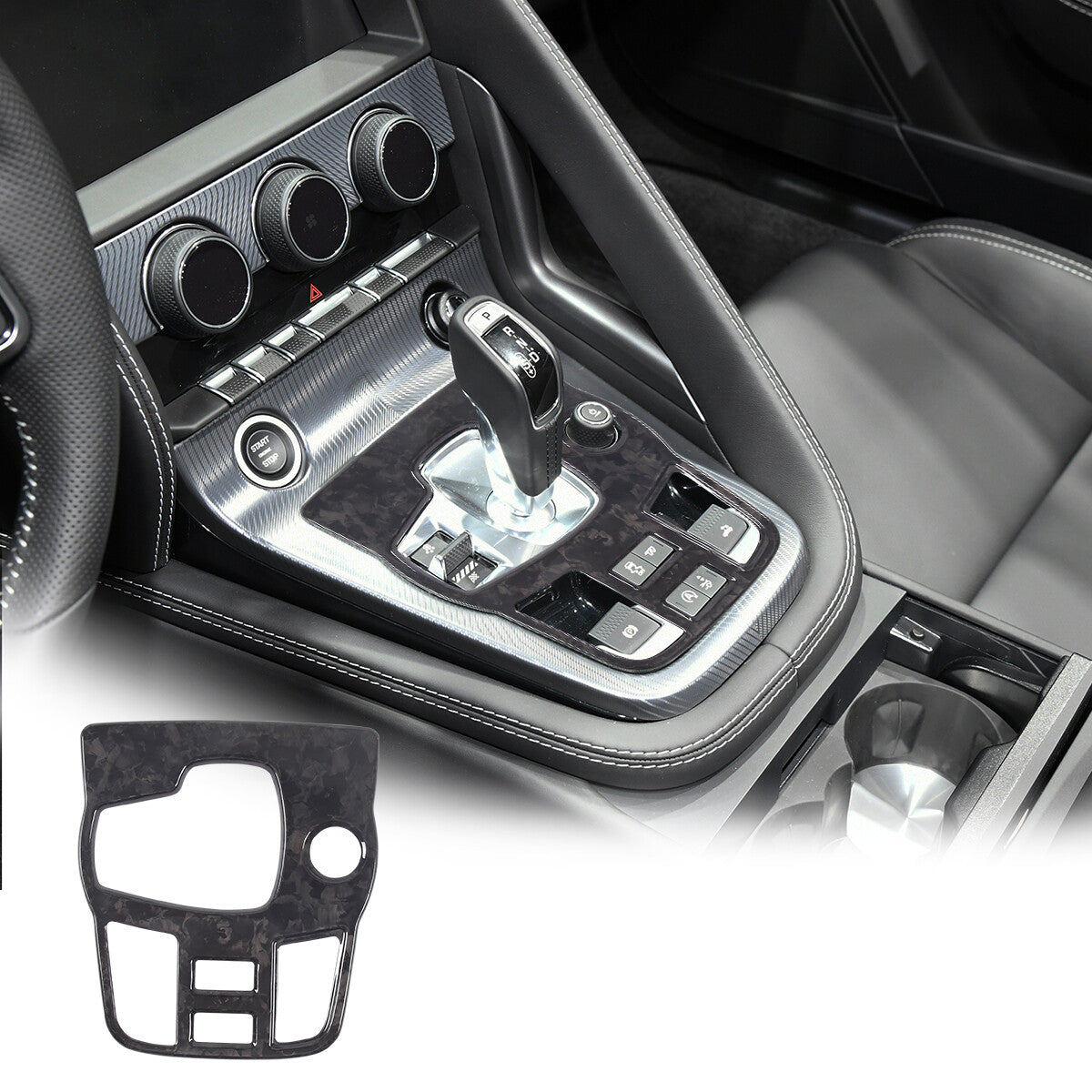 Forged Carbon Fiber Car Gear Shift Panel Cover Trim For Jaguar F-TYPE 2013-22 1