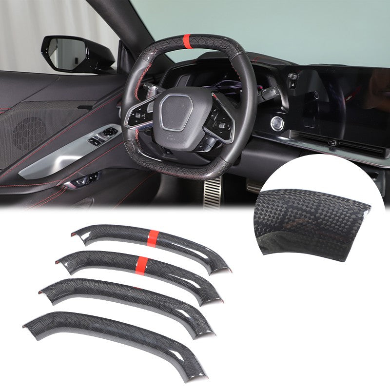 Red Top Honeycomb Carbon Fiber Steering Wheel Trim Cover For Corvette C8 2020+ 23