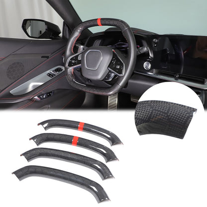 Red Top Honeycomb Carbon Fiber Steering Wheel Trim Cover For Corvette C8 2020+ 23