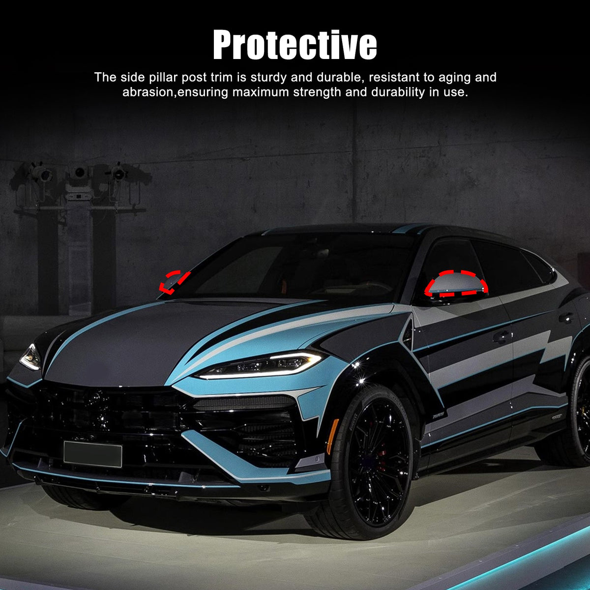 Real Carbon Fiber Exterior Side Mirror Trim W Light For Lamborghini URUS 2018-24 2