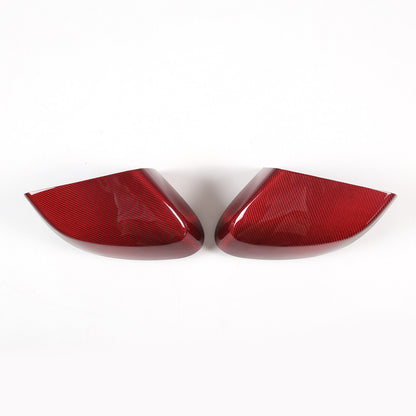 Red Real Carbon Fiber Side Rearview Mirror Cover Caps Trim For Corvette C8 20-26 7