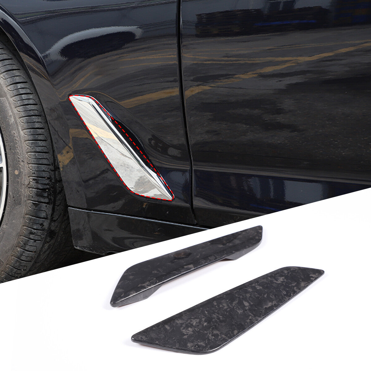 Forged Carbon Car Body Side Air Fender Trim For BMW 5 Series G30 2018-2022 2