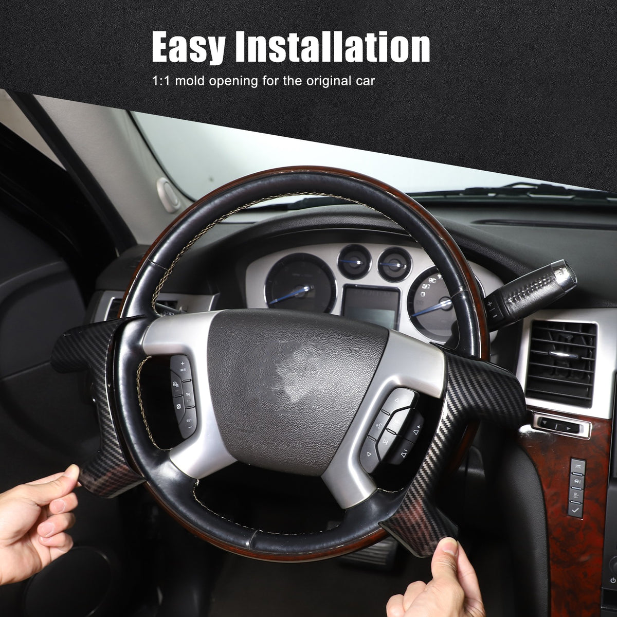 Real Dry Carbon Fiber Steering Wheel Side Button Trim For Hummer H2 2003-2007 10