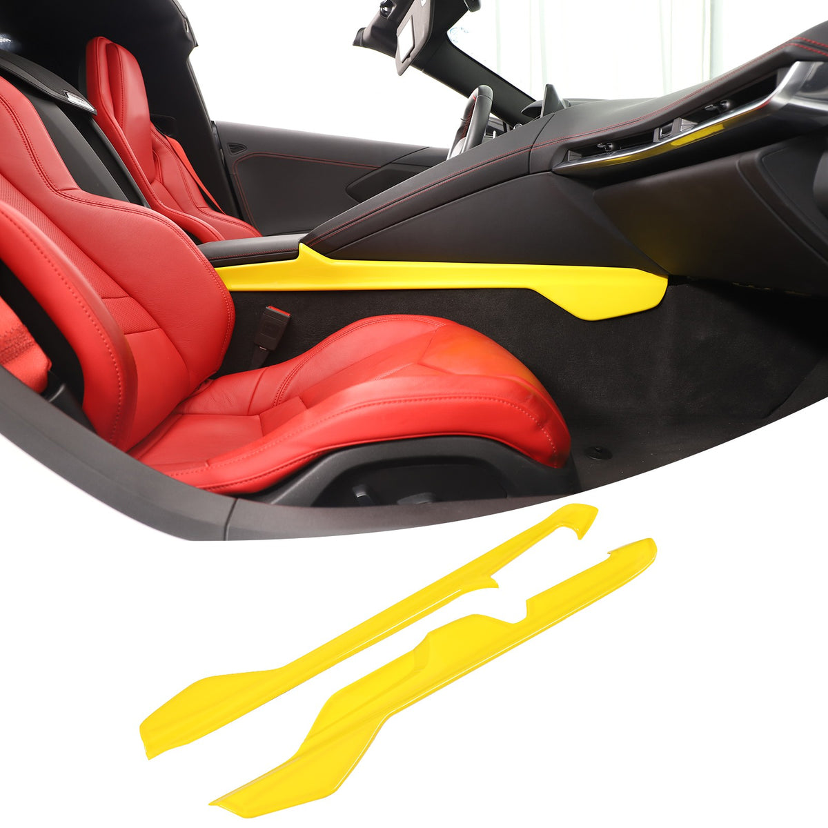 Yellow ABS Center Console Lower Armrest Box Panel Trim For Corvette C8 2020+ 16
