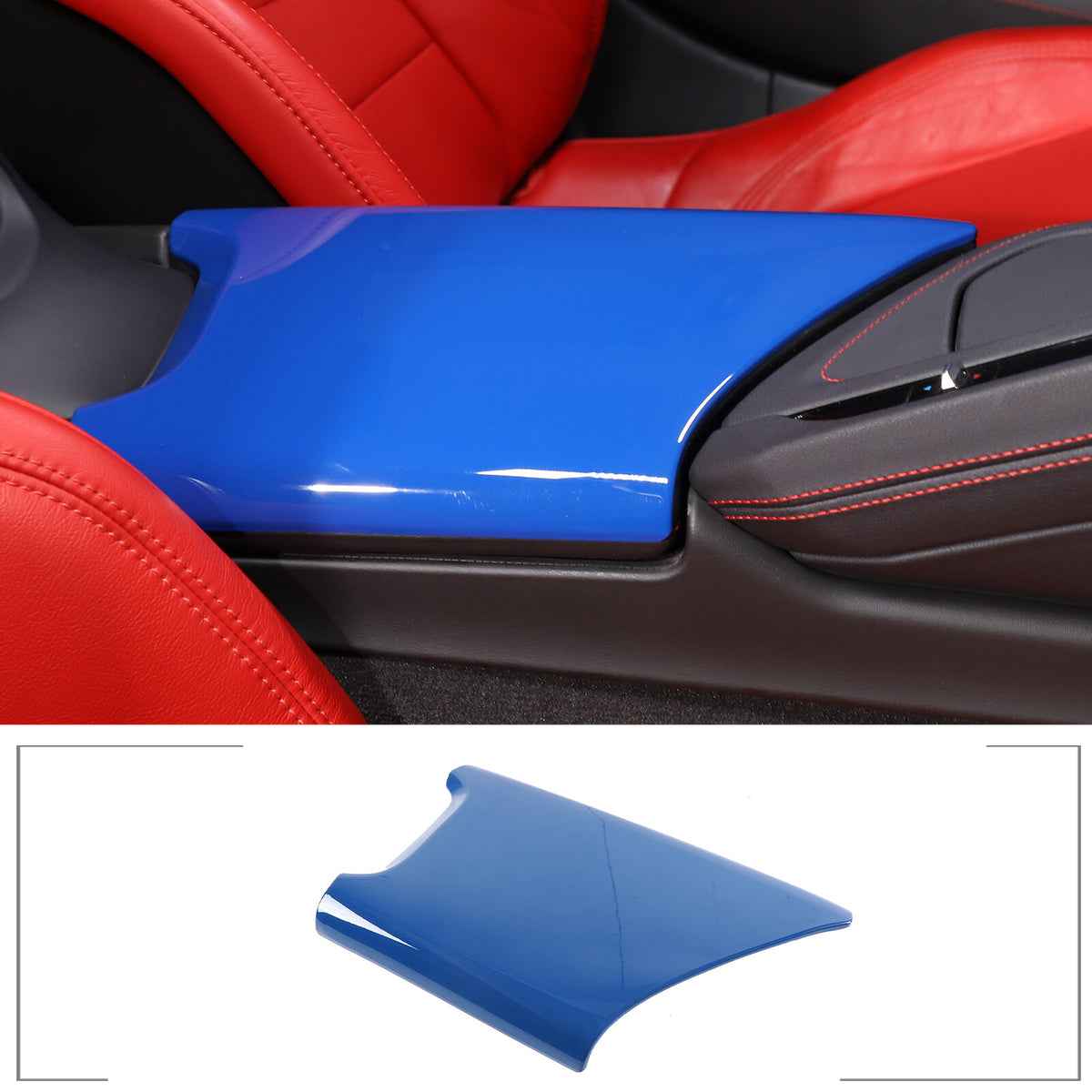 Dark Blue Console Armrest Box Lid Covers For C8 Corvette Stingray Z06 Z51 20-26 8