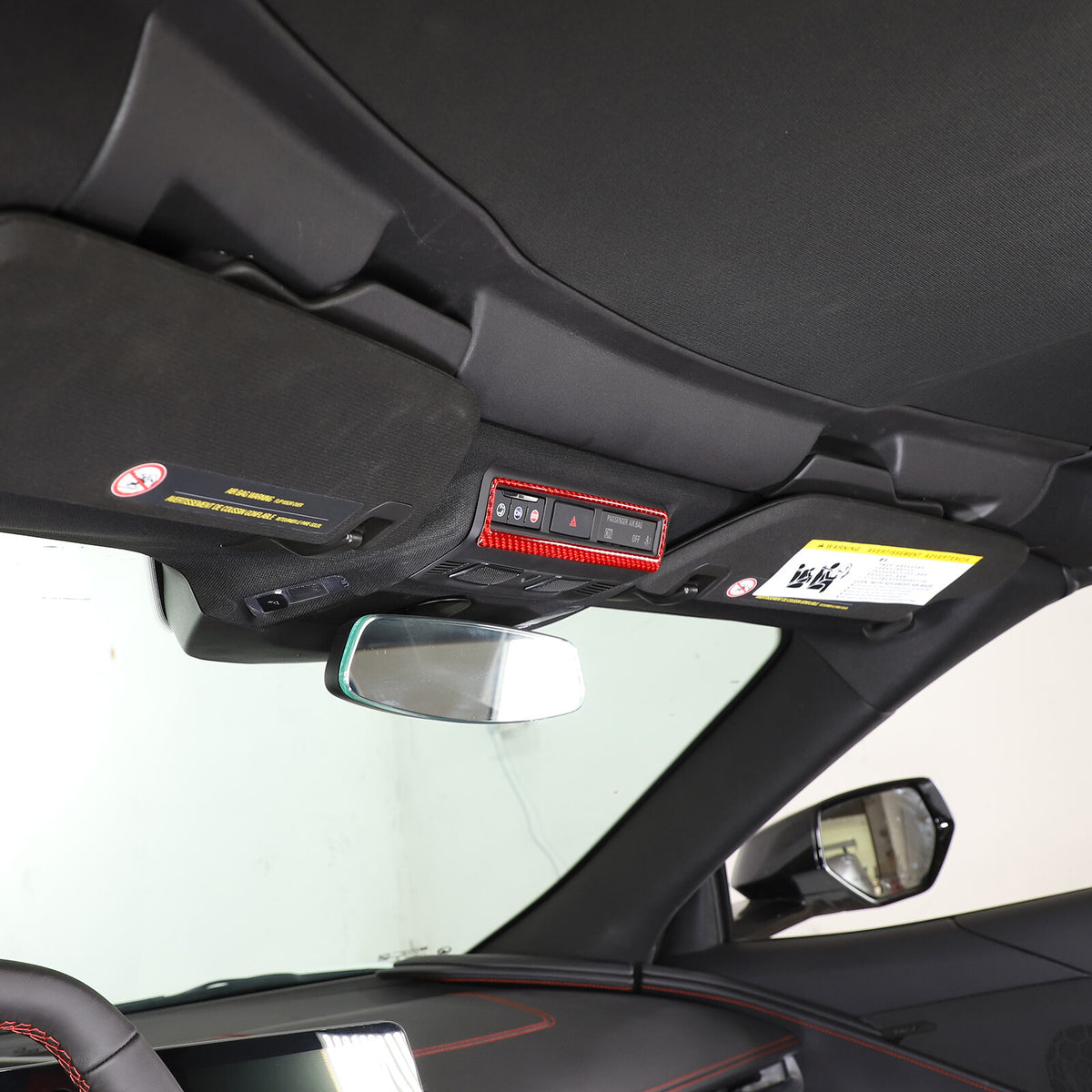 Red Soft Carbon Fiber Interior Decor Trim Kit Cover Set For Corvette C8 20-25 52