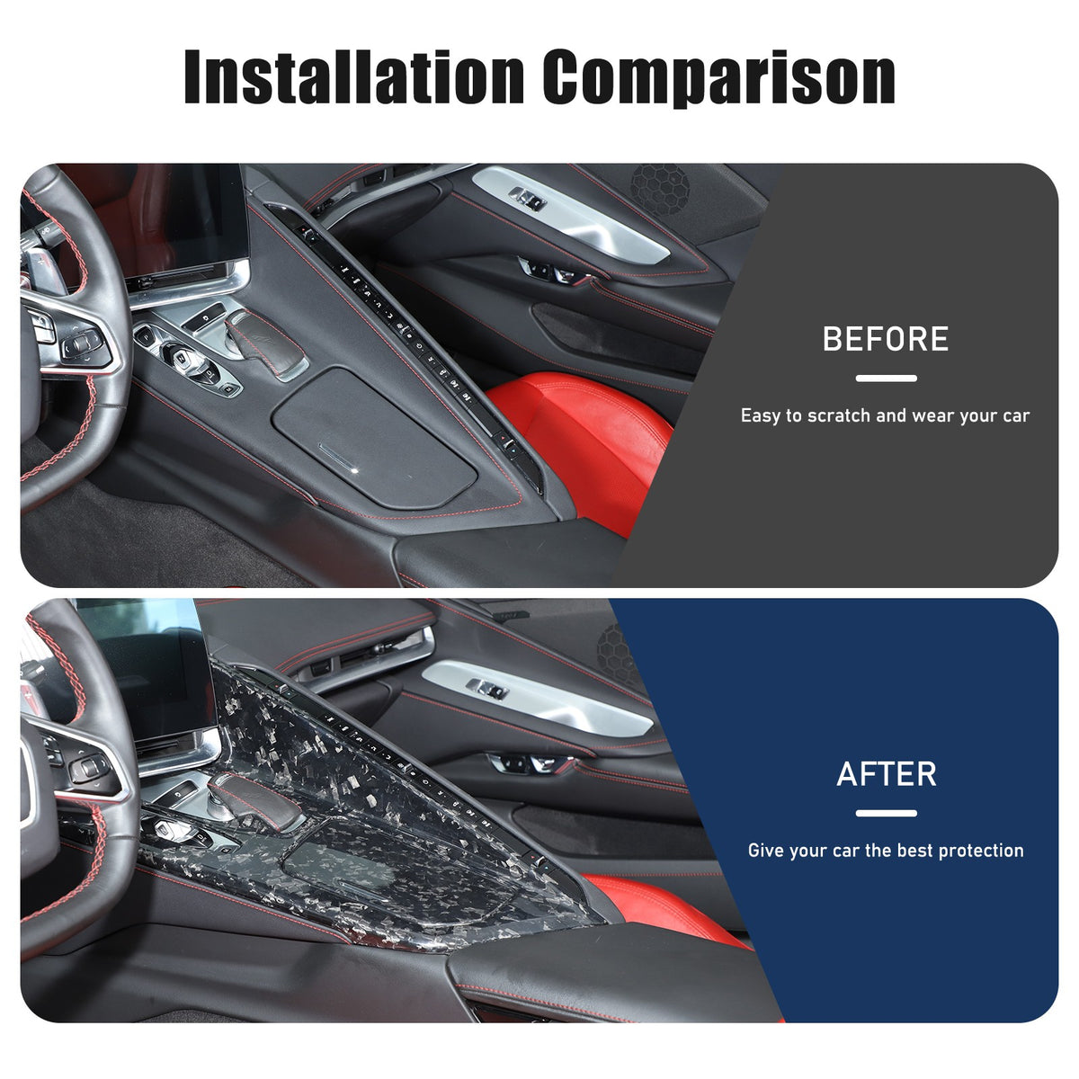 Forged Real Carbon Fiber Center Gear Shift Panel Trim For Corvette C8 2020+ 20