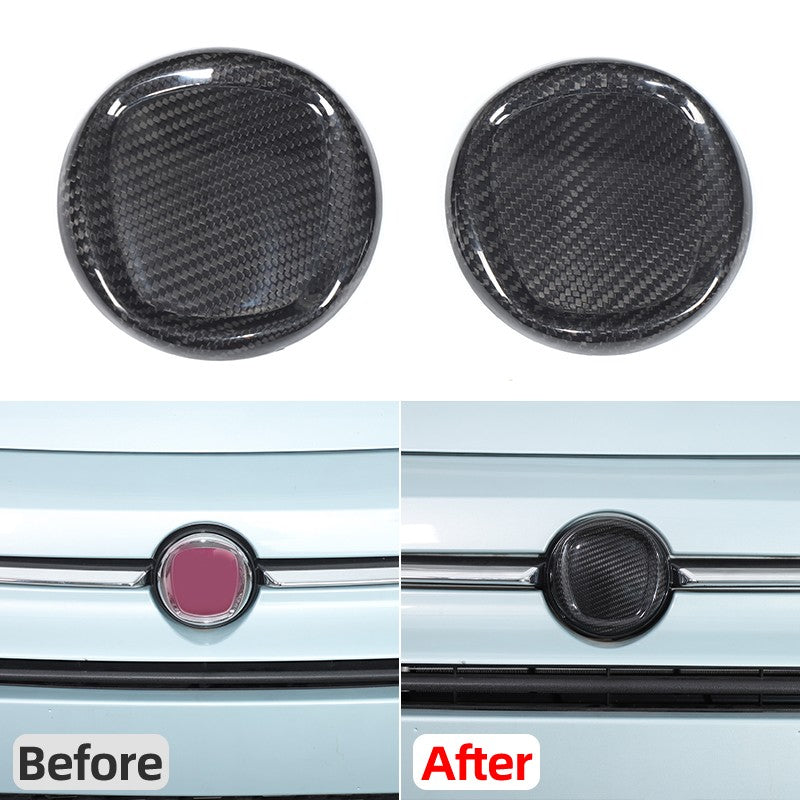 Real Carbon Fiber Front & Rear Emblem Cover Trim For Fiat 500 312 2016+ 24