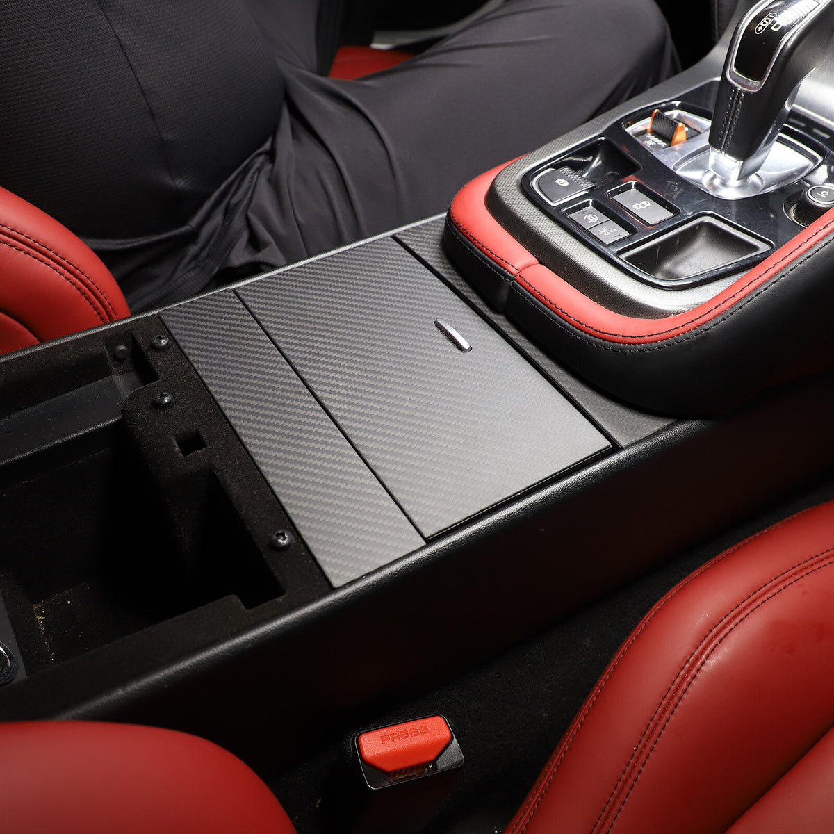 Matt Real Carbon fiber Water Cup Holder Panel Cover Trim For Jaguar F-TYPE 2013+ 11