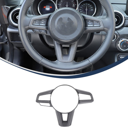 Matte Real Carbon Fiber Steering Wheel Button Trim For Mazda MX-5 Miata 2016-25 3