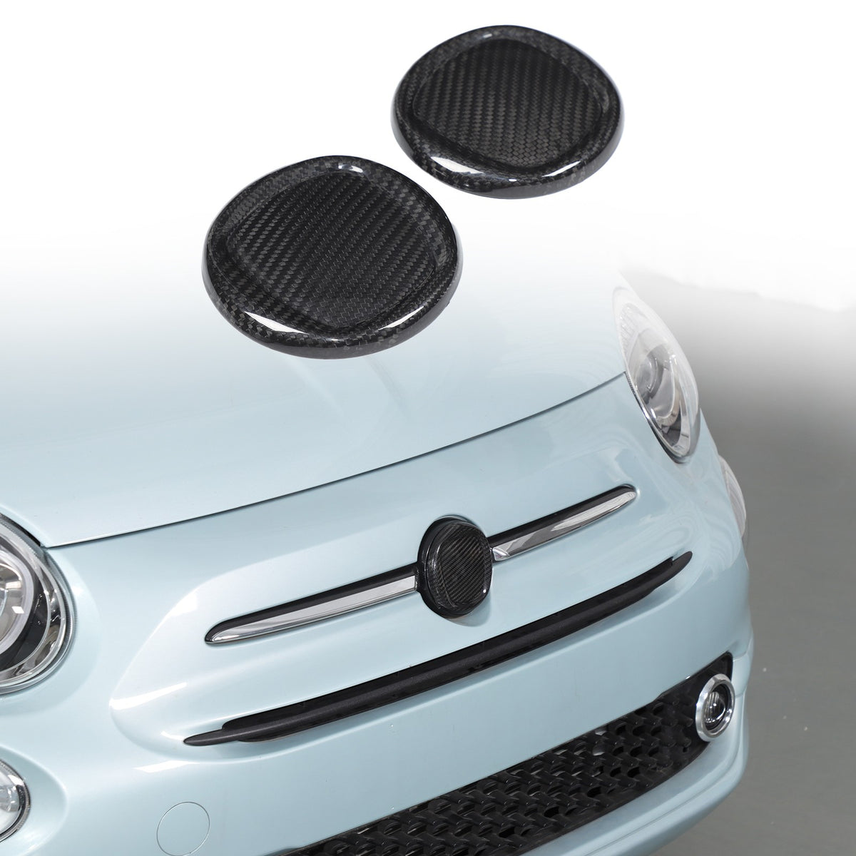 Real Carbon Fiber Front & Rear Emblem Cover Trim For Fiat 500 312 2016+ 19