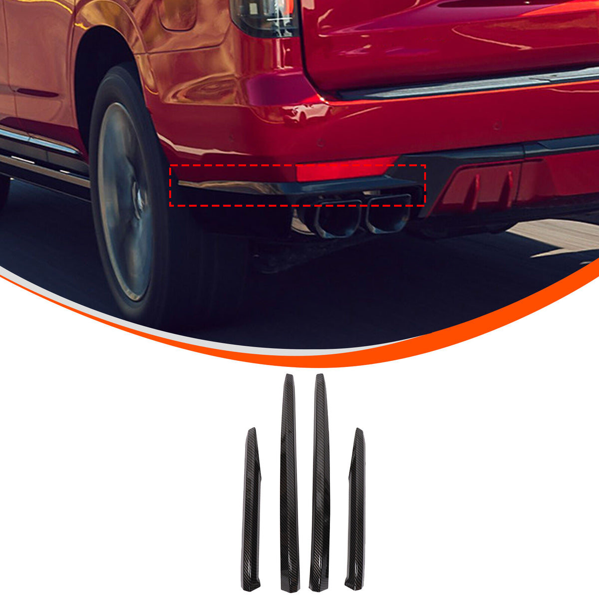 ABS Carbon Fiber Front & Rear Bumper Corner Trim Set For Cadillac Escalade 21-23 12
