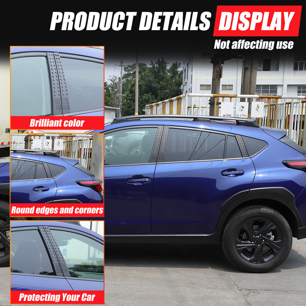 US Flag Alloy Window Center Pillar Trim Panel For Subaru Crosstrek 24+ 2