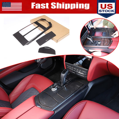 Real Carbon Fiber Gear Shift Panel Cover Trim For Maserati Ghibli 2017-23 US 1