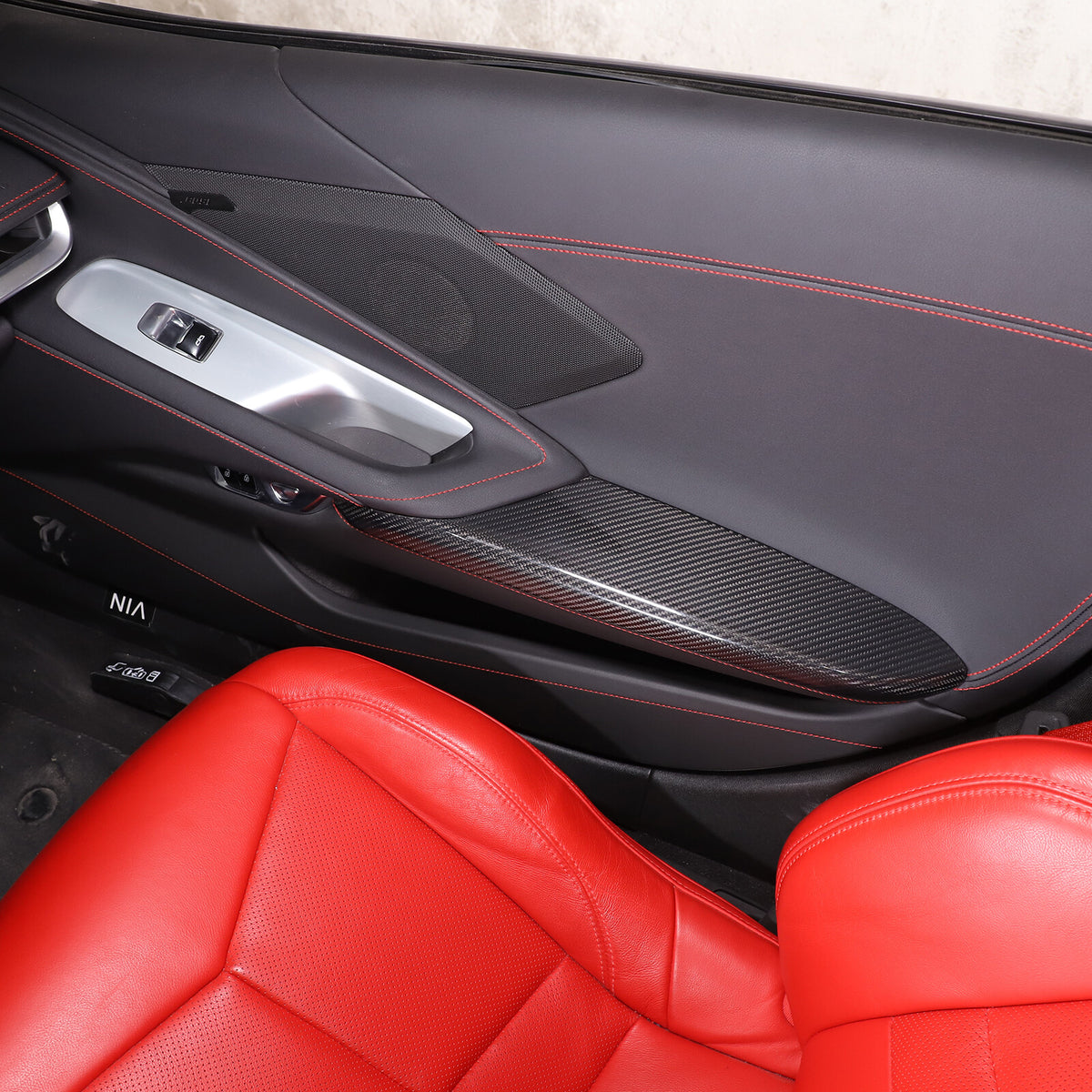 Dry Real Carbon Fiber Car Door Armrest Cover Trim For Corvette C8 Z51 Z06 20-26 7