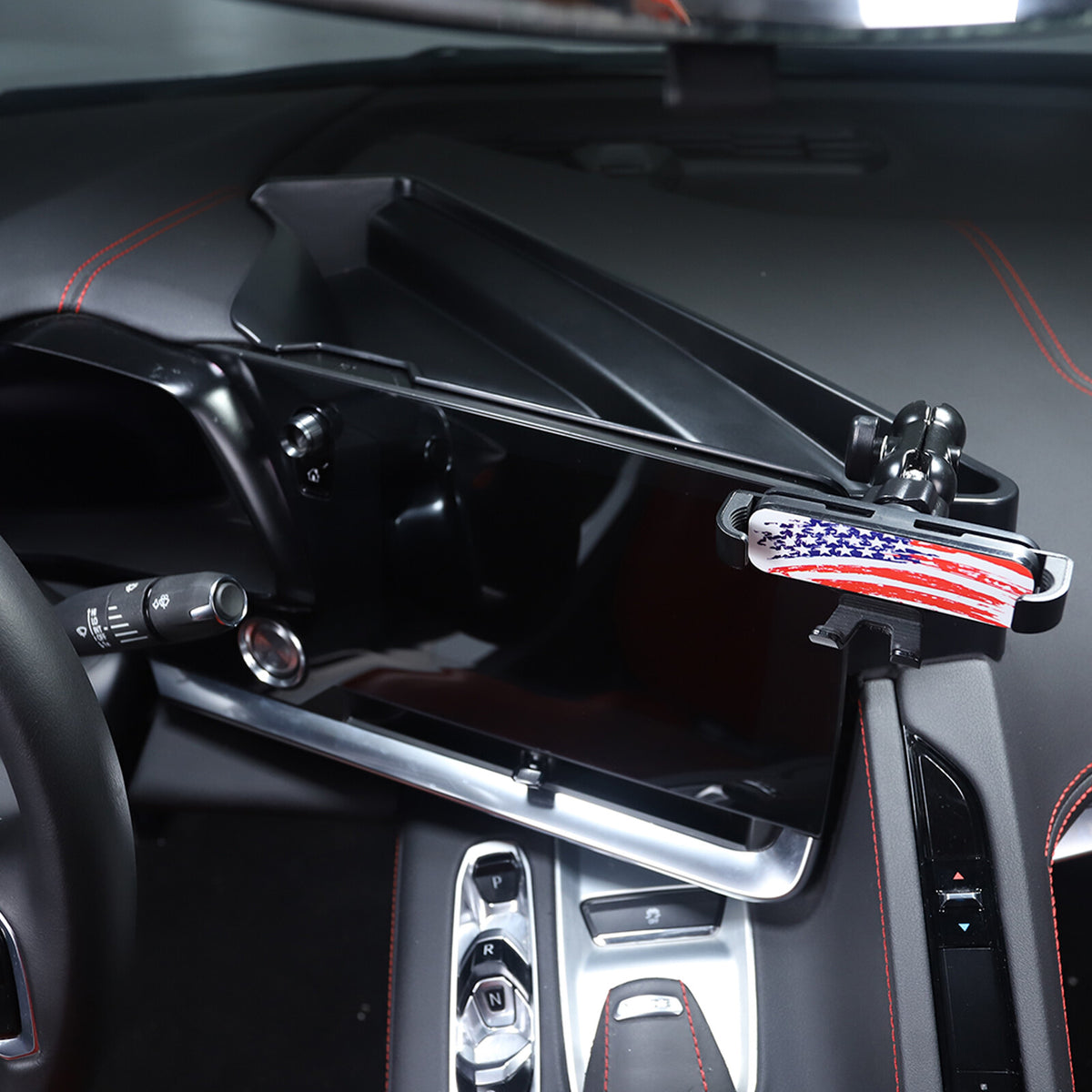 US Flag Display screen back Storage Box Organizer Tray Fit For Corvette C8 20-25 4