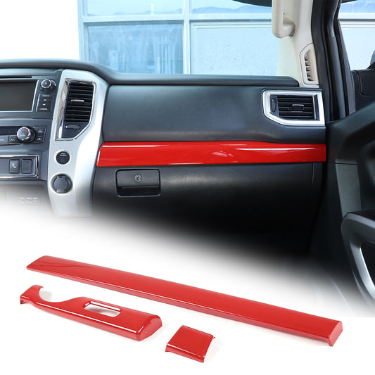 Red ABS Dashboard Center Console Trim Cover for Nissan Titan 2016-23 US 1