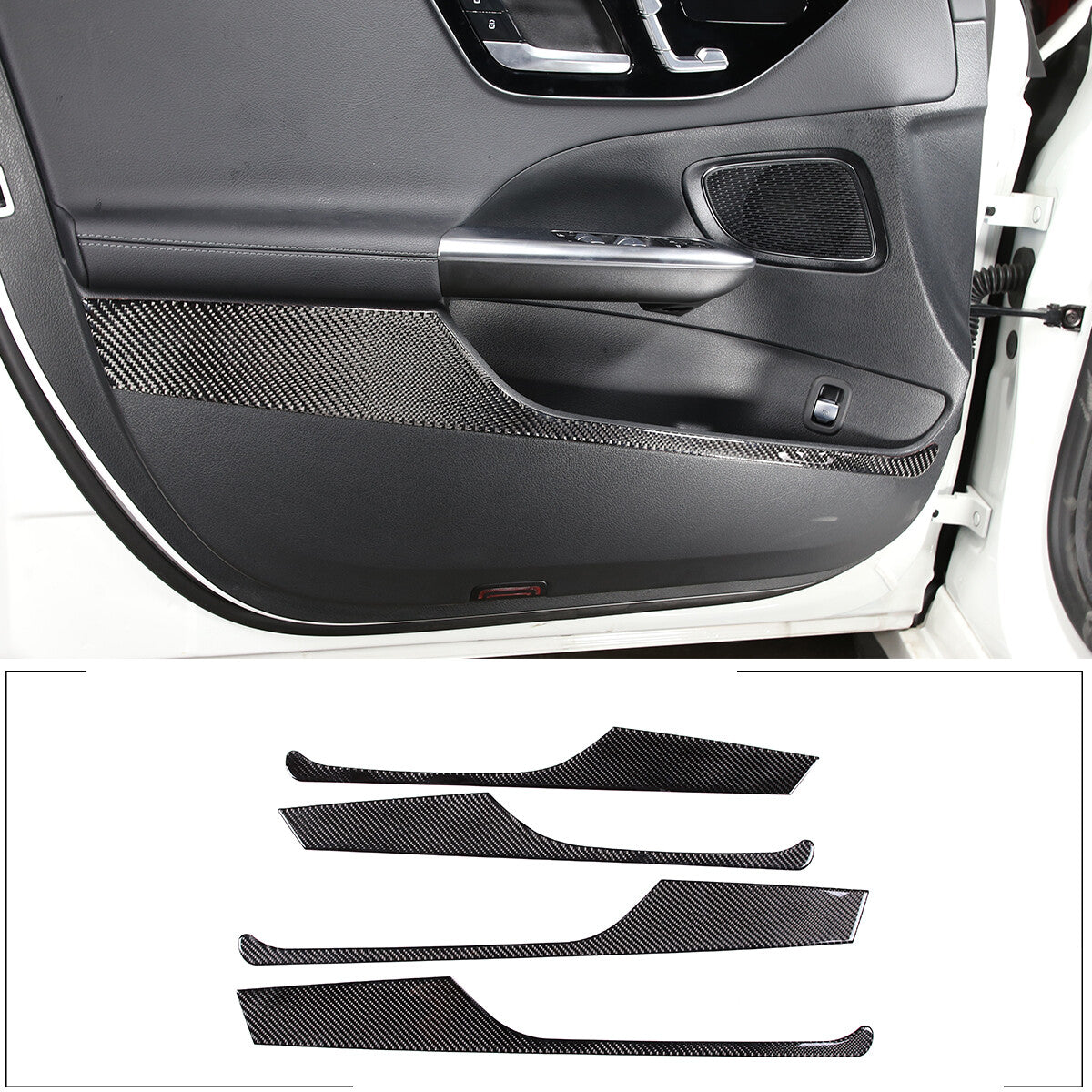 Real Carbon Fiber Car Door Panel Cover Trim For Benz C Class W206 2022-23 1