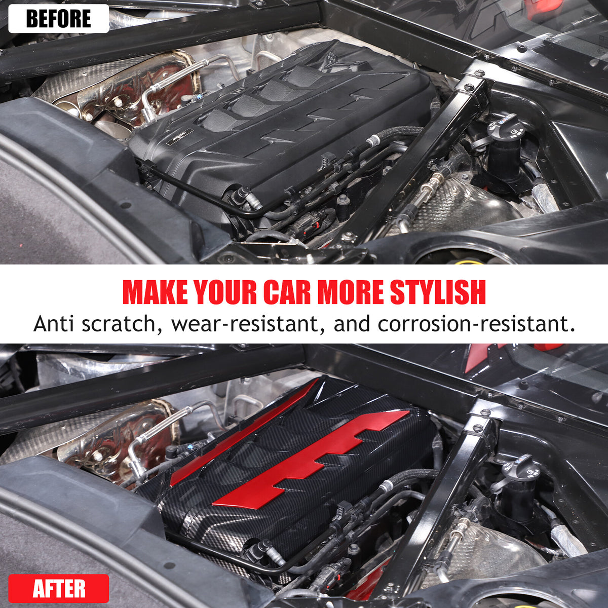 Engine Bay Panel Cover Trim in Edge Blue/Red/Black For Corvette Coupe C8 2020-26 - Styles 1-5 57