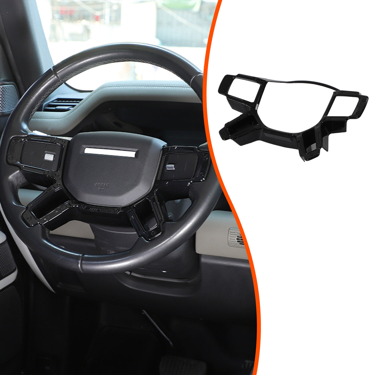 Mecha Glossy Black Steering Wheel Frame Trim For Land Rover Defender L663 20-25 20