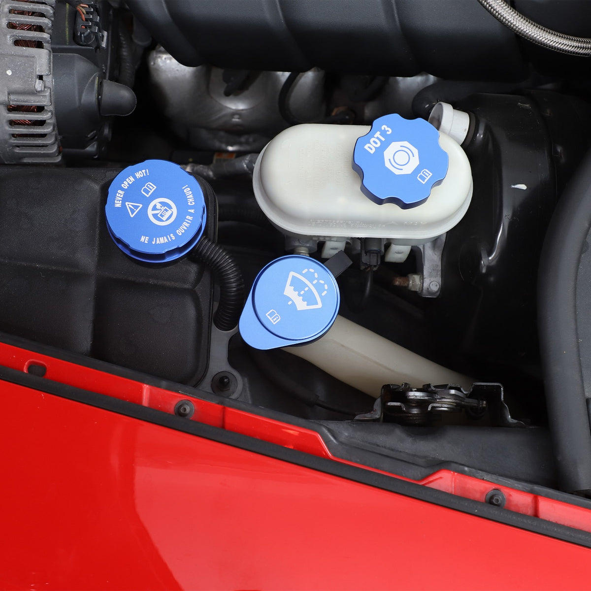 5pcs Alloy Blue Engine Cabin Fluid Cover Decorate Caps For Corvette C6 05-13 US 13