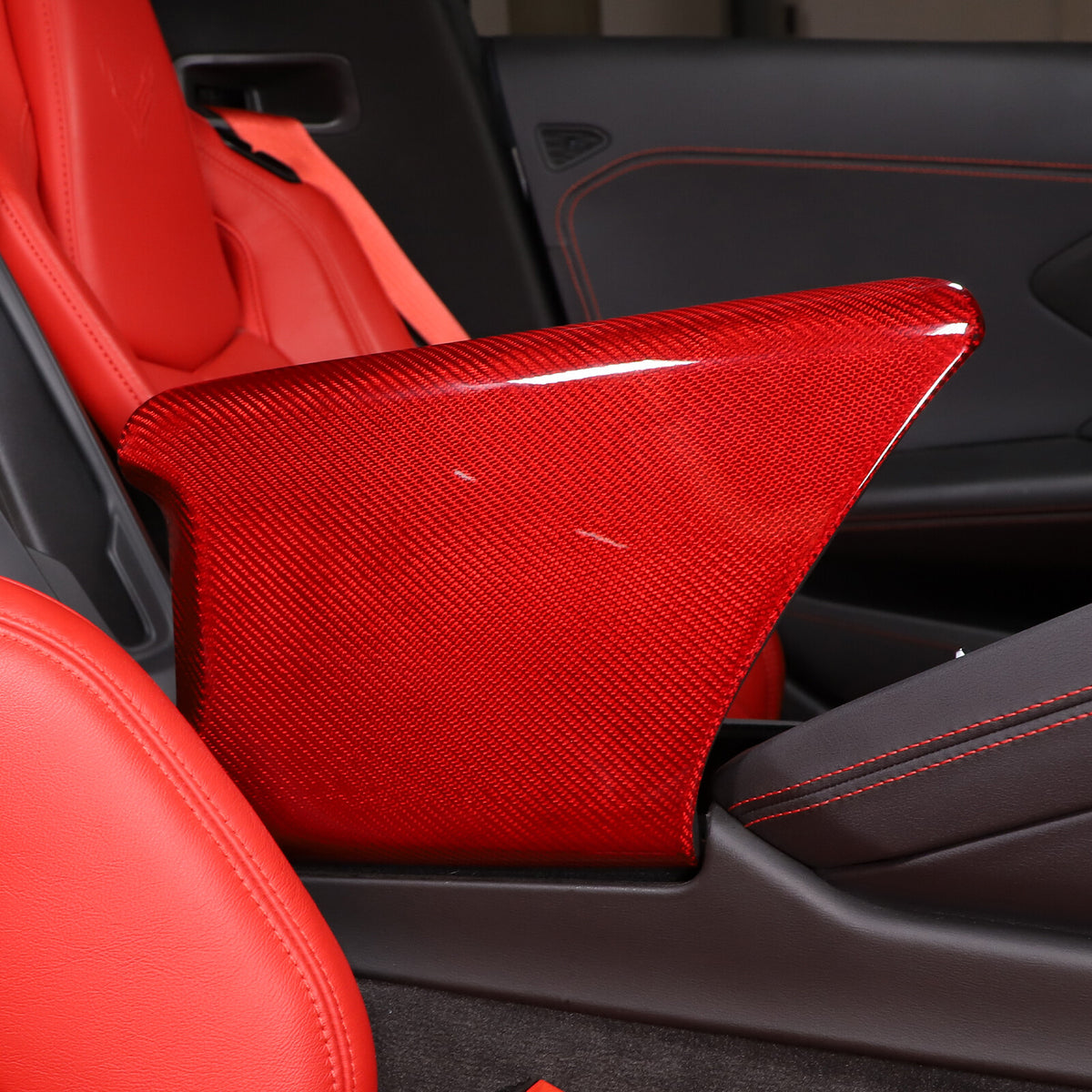Red Real Carbon Fiber Full Interior Set Decor Trim Kit for Corvette C8 20-25 - Styles 36-40 41