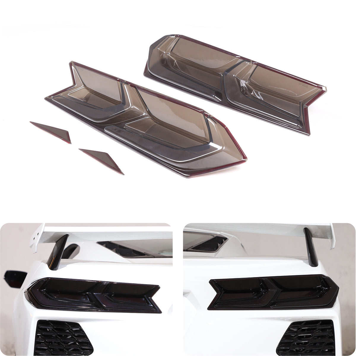 Smoked Blackout Tail Light Lamp Cover Bezel Overlay Trim For Corvette C8 2020+ 6