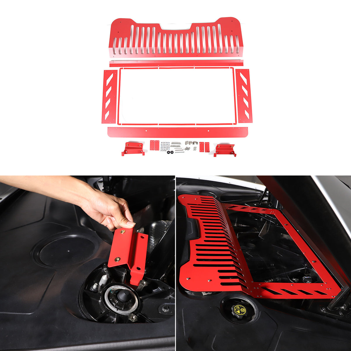 Red Alloy Engine Bay Panel Cover Trim Fit For Corvette C8 2020-26 16