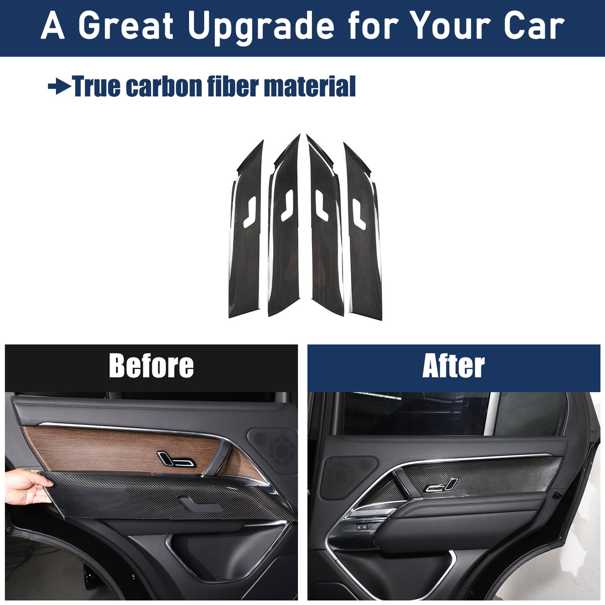 Real Carbon Fiber Interior Door Panel Cover Trim for LR Range Rover Sport 23-24 7
