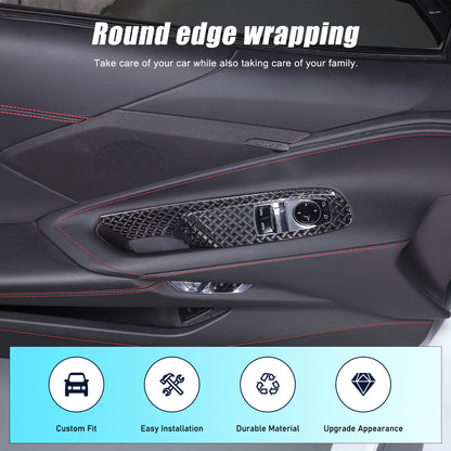 Real Carbon Fiber Window Lift Button Frame Trim For Corvette C8 Coup 2020-2026 22