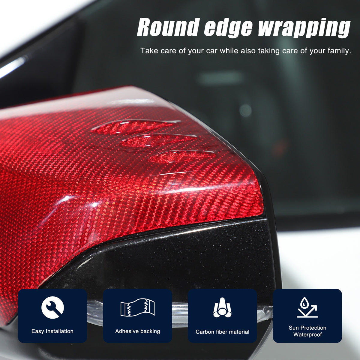 Red Real Carbon Fiber Side Mirror Cover Trim W/Air Vent For Corvette C8 2020+ 9
