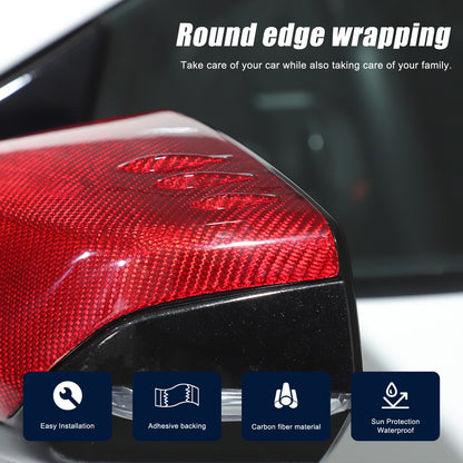 Red Real Carbon Fiber Side Mirror Cover Trim W/Air Vent For Corvette C8 2020+ 9